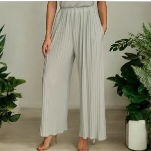 Donna Karan Pleated Wide-Leg Pull-On Pants, pockets XL 2 small pulls  NWT